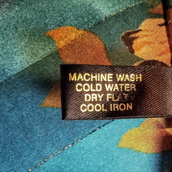 Vintage Berkshire Blue Floral Gold Thread Scarf - Picture 5 of 5